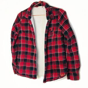 EUC Ezekiel Girls Red Plaid Fleece Button Down Top